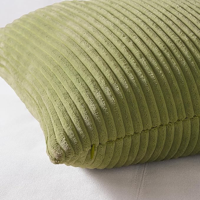 Topfinel 22x22 Decorative Large Throw Pillows Covers Set of 4,Yellow Green Mix Design Corduroy Bed Cushion Case,Couch Sofa Living Room Euro Shams No Insert,Summer Home Decor