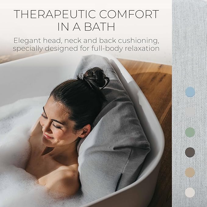 BADESOFA® Luxury Bath Pillow S - Ultra Comfortable & Quick-Drying Bath Back Pillow - Washable Full Body Bath Pillow for Bathtub - Therapeutic Head and Neck Support - Luxury Spa Cushion in Grey