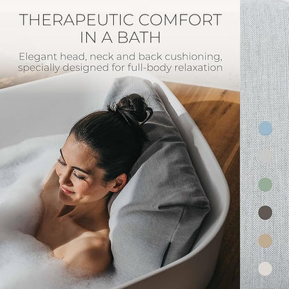 BADESOFA® Luxury Bath Pillow M - Lusciously Soft & Comfortable Tub Pillow for Bathtub - Washable & Quick-Drying Bath Back Pillow - Non-Slip Full Body Tub Pillow - Luxury Spa Cushion in Grey