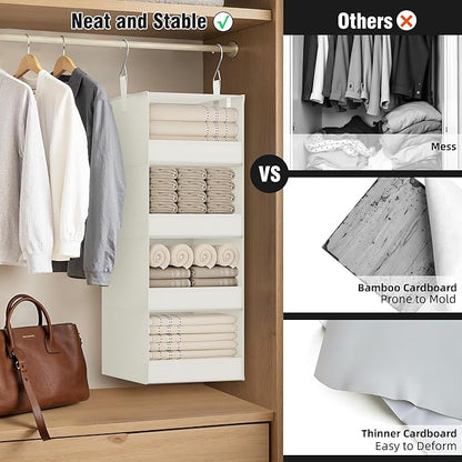 GRANNY SAYS 4-Shelf Hanging Organizer, Closet Hanging Shelves, Closet Hanging Storage Organizers, Organization for Bedroom, Living Room, Baby Nursery, Camper Accessories, Beige, 1-Pack