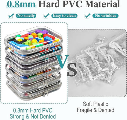 Sanwuta 6 Pcs Clear Hard Zipper Case Plastic Zipper Pouches Transparent Makeup Bag Pencil Case Pouches Toiletry Diaper Bag for Travel Toy Storage Organizer Bins(Gray,9.84 x 7.87 x 2 Inch)
