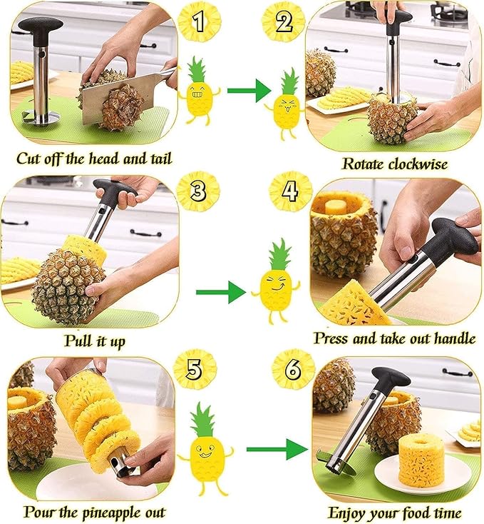 Showvigor Pineapple Corer and Slicer Tool, Stainless Steel Pineapple Core Remover Tool for Home Kitchen with Sharp Blade for Diced Fruit Rings Christmas Gift