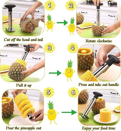 Showvigor Pineapple Corer and Slicer Tool, Stainless Steel Pineapple Core Remover Tool for Home Kitchen with Sharp Blade for Diced Fruit Rings Christmas Gift
