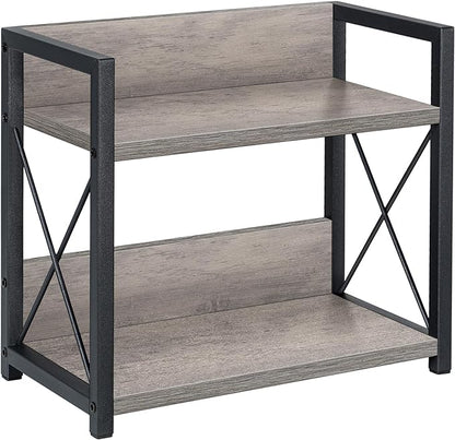 Giikin Countertop Shelf Organizer, 2 Tier Kitchen Spice Rack for Countertop, Wood Coffee Counter Shelf for Home, Particle Board and Metal, Grey, Small