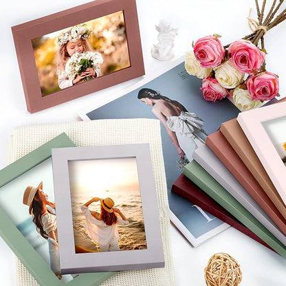 Funtopia 15 Pack Picture Frames, Gallery Wall Frame Set for Family, 8x10, 5x7, 4x6 Photo Frames Collage for Wall Hanging or Tabletop Display, 6 Colors