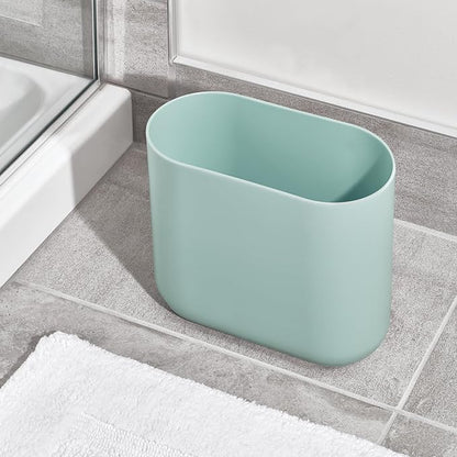 iDesign Small Slim Plastic Bathroom Trash Can, Garbage Can for Bedroom, Office, Desk, Dorm, 2-Pack, Blue