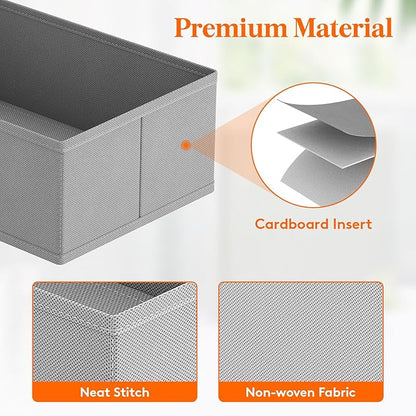 Lifewit Drawer Organizer Clothes for Closet 48 Pack, 3 Sizes Underwear Wardrobe Drawer Dividers, Fabric Foldable Dresser Storage Organizer Bins for Sock/Bra/Lingerie/Undies, Light Gray