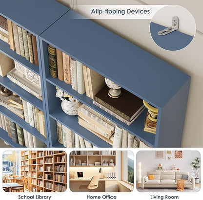 FACBOTALL 82" Tall Bookshelf, 7-Tier Open Shelves Bookcase, Freestanding Display Storage Shelves, Tall Bookcase Home Decor Furniture for Home Office, Living Room, Bedroom, Blue