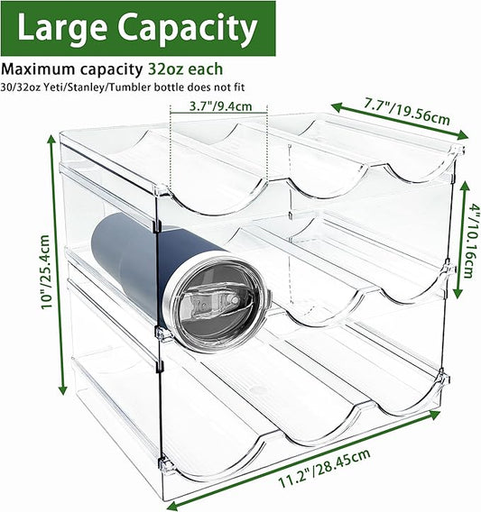 Spaclear 3 Pack Water Bottle Organizer for Cabinet, Stackable Water Bottle Holder, Plastic Cup Storage Organizer for Kitchen Cabinet Organizers and Storage, Tumbler Storage Cup Rack for Pantry Counter