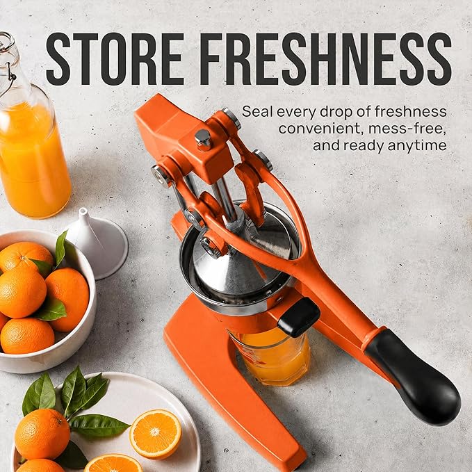 Zulay Kitchen Cast Iron Juicer - Heavy Duty Manual Juicer with Detachable Strainers for Easy Cleaning, Orange Juice Press for Citrus Fruits, Perfect for Bartenders, Juice Lovers & Health Enthusiasts
