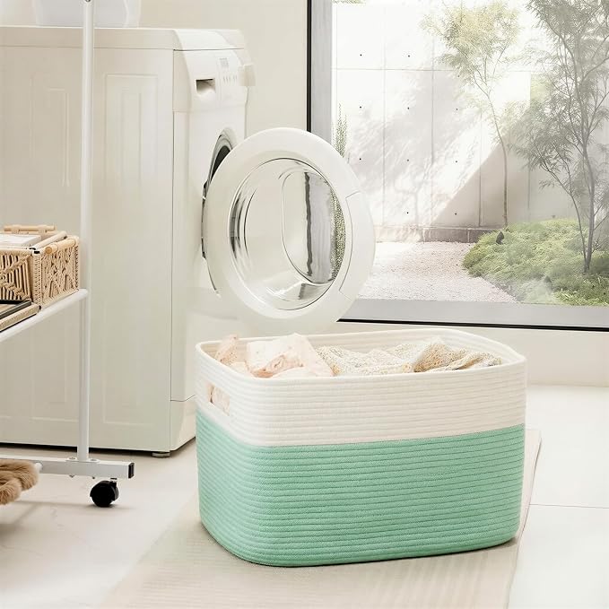 Artfeel Blanket Basket,Rectangle Woven Baskets for Storage,100L Laundry Basket for Decorative Nursery Blanket,Toys,Dirty Clothes and Magazine in Shelves,Baby Room,and Living Room