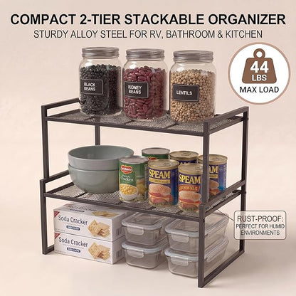 Set of 2 Cabinet Organizers 12.6''W 44 LBS Load Capacity Heavy Duty Kitchen Pantry Shelves Counter Countertop Storage Racks