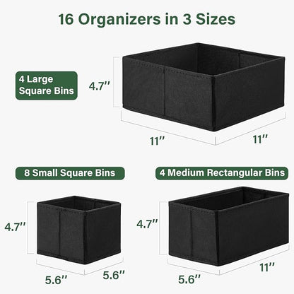 Kootek 16 Pack Drawer Organizer Clothes, Dresser Drawer Organizers for Clothing Fabric Foldable Closet Organizers and Storage Bins for Baby Clothes, Nursery, Underwear, Bras, Socks