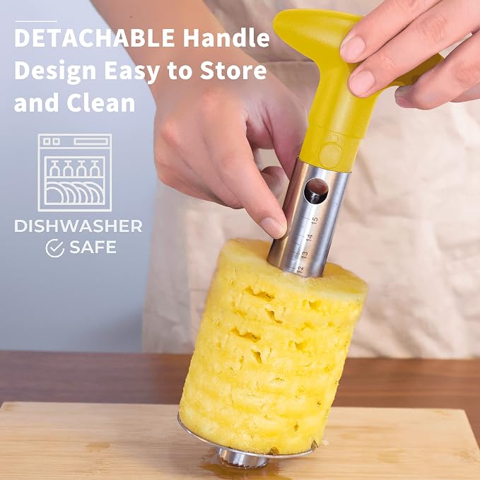 OOKUU Pineapple Corer Cutter, Stainless Steel Fruit Peeler Slicer - Upgraded, Reinforced Thicker Blade, Core Remover with Measure Mark, Kitchen Tool for Diced Pineapple Rings