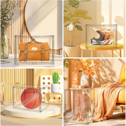 Extra Large 17.7"X13"X13" Clear Acrylic Organizer Box Display Case, Plastic Holder with Magnetic Door for Figures, Books, Handbags, Purses, Boots(1 Pack)