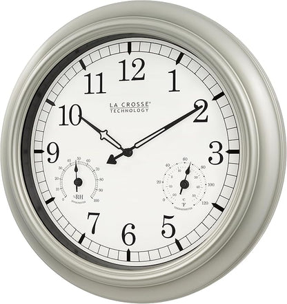 La Crosse Technology WT-3181PL-Q Quartz Time Analog Indoor/Outdoor Wall Clock, 18"