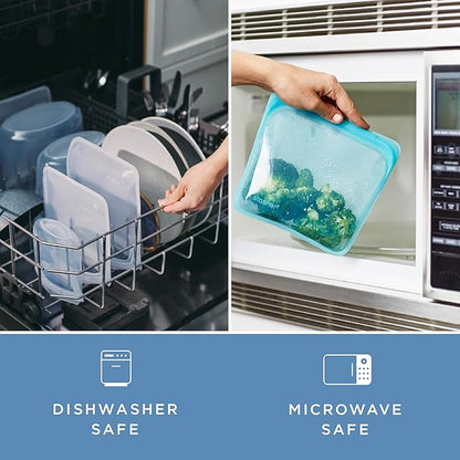 Stasher Premium Silicone Reusable Food Storage Bags, 4-Pack, Multi, Multi-Use Food Storage Bags, Lunch Bag, Travel Containers, BPA Free, Leak-free, Dishwasher-Safe, Eco-friendly