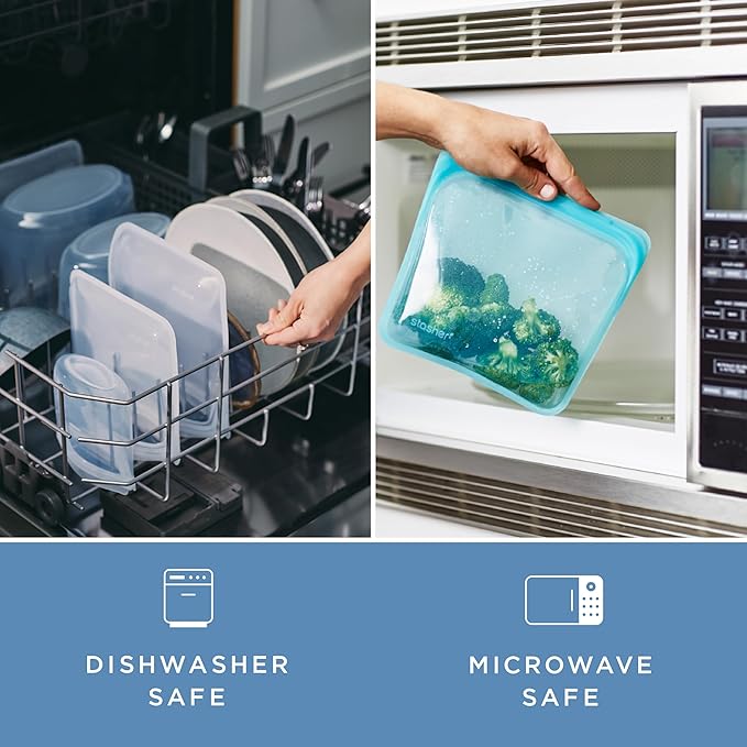 Stasher Silicone Reusable Storage Bags, 2-Pack Bowls, Reusable Freezer Bags, Microwave, Dishwasher, Oven Safe, Sous Vide, Premium Lunch Containers, Eco Friendly, Food Storage Bags, Snack Bags, Clear