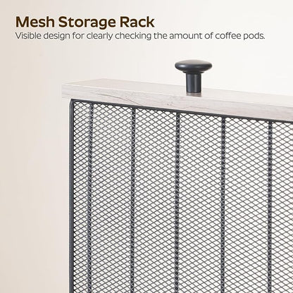 YATINEY Coffee Pod Drawer Holder, Coffee Pod Storage for K Cup, 35 Capacity Coffee Capsules Storage Organizer, Sliding Mesh Basket, for Kitchen, Greige and Black KH08BG