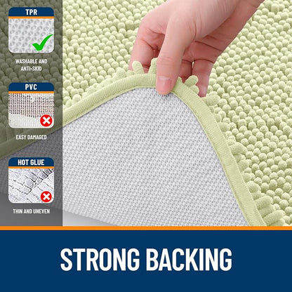 OLANLY Toilet Rugs U-Shaped 24x20, Extra Soft Absorbent Chenille Contour Bathroom Rugs for Toilet, Dry Quickly, Machine Washable, Non-Slip Bath Mat, Vanilla
