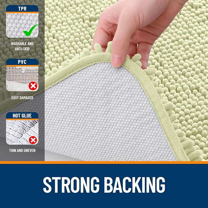 OLANLY Bathroom Runner Rugs 59x20, Soft Absorbent Chenille Bath Rugs, Rubber Backing Quick Dry, Machine Washable Long Bath Mats for Bathroom Floor, Tub and Shower, Home Decor Accessories, Vanilla