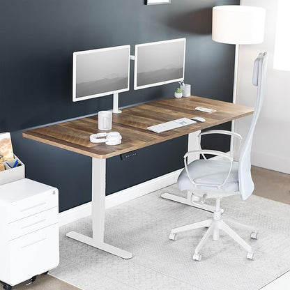 VIVO Electric 71 x 30 in Dual Motor Sit Stand Desk, Memory Height Adjustment, 2B Series, Reclaimed Wood Top White Frame, DESK-KIT-2W7P