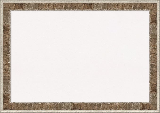 Amanti Art White Cork Board for Wall, 29x41 Vision Board with Brown Wood Frame, Large Corkboard Office Decor for Home Organization, Rustic Farmhouse Corkboard Pinboard to display items for home