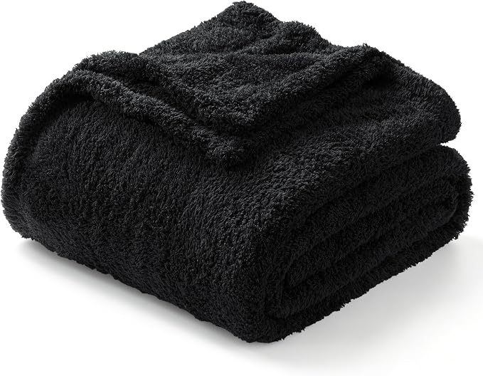 Exclusivo Mezcla Fleece Bed Blankets Queen Size, Ultra Soft, Lightweight and Fuzzy Black Blanket for Women, Home Decor, 90x90 Inches