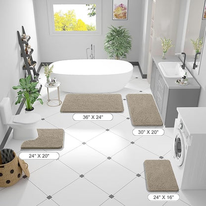 OLANLY Small Bathroom Rugs 24x16, Extra Soft Absorbent Chenille Bath Rugs, Rubber Backing Quick Dry, Machine Washable Bath Mats for Bathroom Floor, Tub and Shower, Home Decor Accessories, Warm Taupe