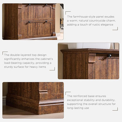 OKD Farmhouse File Cabinet with 2 Drawers, 35.3" Lateral Filing Cabinet with Hanging File Folders, Interlocking Drawers, Wood Rustic Storage Cabinet for Home Office, Living Room, Reclaimed Barnwood