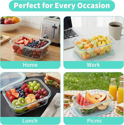 2 Pack Fruit Storage Containers for Fridge, Glass Fruit Containers for Fridge with Airtight Lid, Airflow Vent Design to Keep Produce Fresh Longer, Ideal for Fruits and Vegetables Storage