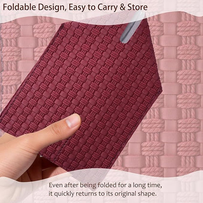 Tissue Box Cover 2-Pack, Square Tissue Holder with Bottom Belt, Modern Tissue Case Facial Paper Organizer Dispenser for Bathroom, Office, Home, Table, Car, Woven Pattern Red