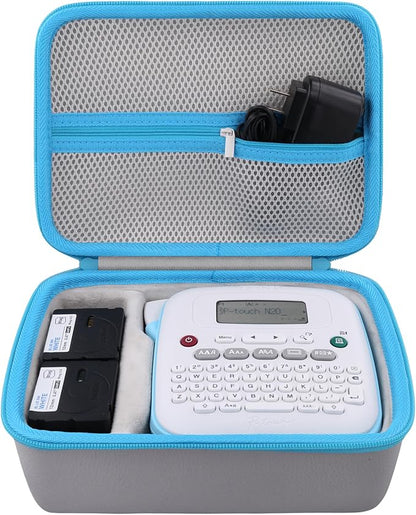 Label Printer Case Compatible with Brother P-Touch PT-N20/PT-N25BT/PT-N25BTV3 Personal Desktop Label Maker(Gray Case,Blue Zipper)