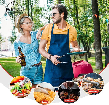 Eddeas Grill Tongs, 17 Inch Extra Long BBQ Tongs, Heat Resistant 600 Degrees Stainless Steel tongs, Kitchen Metal Locking Tongs for Cooking, Grilling, Outdoor Barbecue