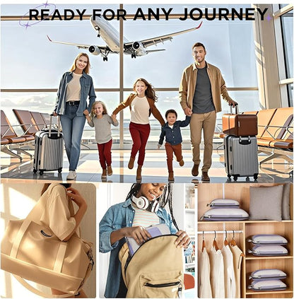 8 Set Compression Packing Cubes for Travel Essentials,Compressible Expandable Packing Cubes for Suitcase,OlarHike Luggage Garment Bags for Travel,Handy Helper for Organizing Clothes(Purple Gray)