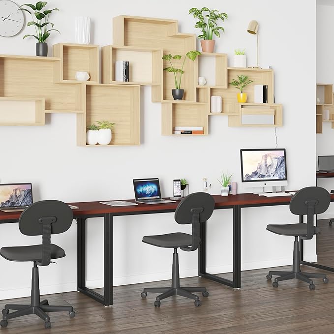 EMMA + OLIVER Industrial Modern Desk-47"L Commercial Grade Home Office Desk-Mahogany/Black