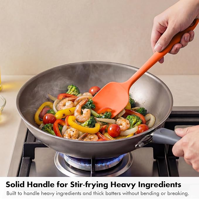 Ironberry Silicone Spoonula Set: 600ºF Heat Resistant Food Grade Cooking Baking Utensils, Kitchen Flexible Nonstick Rubber Pan Spoon Spatula for Mixing, Scrambling, Scooping (3 Pieces, Multicolor 5)