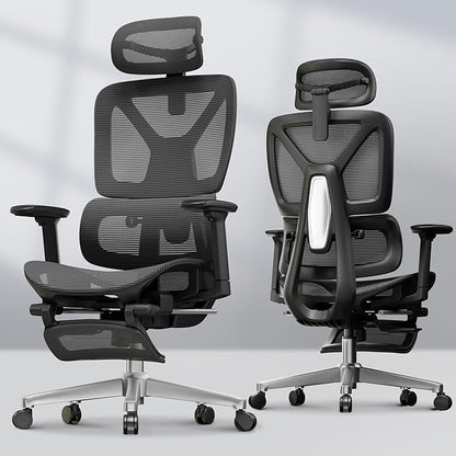 FLEXISPOT ErgoX Premium Ergonomic Office Chair with Footrest- Adjustable 3D Armrests, Dynamic Lumbar Support, Recline & Tilt Function, Mesh Seat, for Home & Office Use,Dark Grey