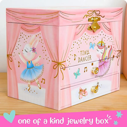 Giggle & Honey Musical Ballerina Jewelry Box for Girls - Kids Music Box with Spinning Ballerina, Ballerina Birthday Gifts for Little Girls, Jewelry Boxes, 6.8 x 5.3 x 6 in - Ages 3-10