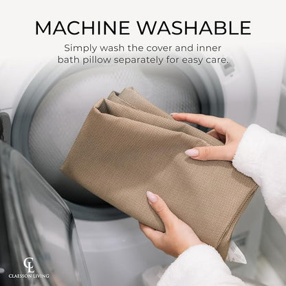 Luxury Bath Pillow for Tub - Thick and Comfortable Bathtub Pillow Support for Head and Neck and Back - Washable Quick-Drying Bath Pillows - Bath Cushion for Home Spa - Fits Any Bathtub - Sand