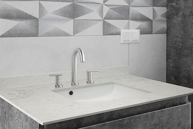 MSI Carrara Sky Vanity Top with Under Mount Rectangle Ceramic Sinks, Engineered Marble Stone, 4" CC Faucet Holes, 37"X22"