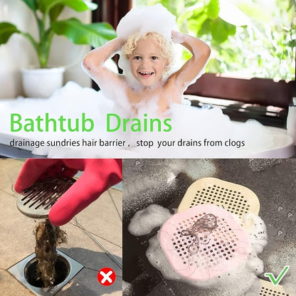 2 Pack Drain Hair Catcher Sturdy Silicone Drain Protector Hair Stopper with Suction Cup for Shower Kitchen Bathroom Green