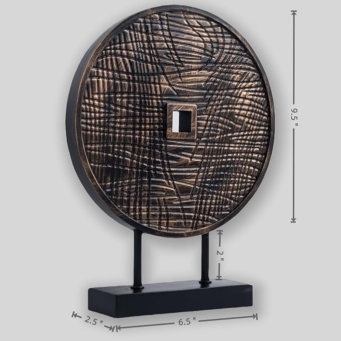 Round Sculpture Decorative Objects Shelf Decor Aesthetic Home Decor Items Accents for Living Room Console Table Decorations (Black C)
