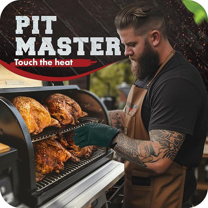 KITCHEN PERFECTION S Silicone Smoker Oven Gloves -Extreme Heat Resistant BBQ Gloves -Handle Hot Food Right on Your Grill Fryer Pit|Waterproof Oven Mitts |Superior Value Set+3 Bonuses