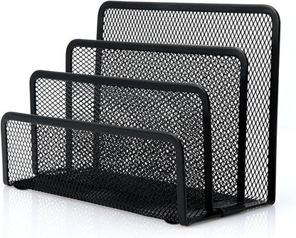 Anumit Desk Mail Organizer, File Holder Letter Sorter with 3 Vertical Upright Metal Mesh Compartments Document, Filing, Folders, Mail, Paper Organizer for Home or Office Desktop (1PCS)