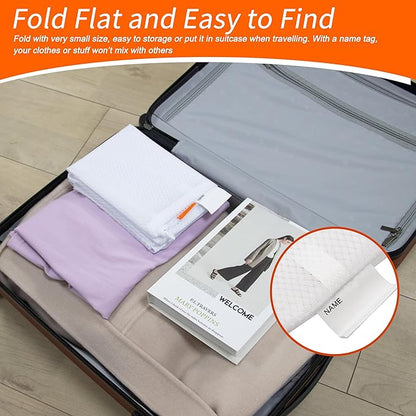 Polecasa Heavy Duty Diamond Mesh Laundry Bags 24x36" - Machine Washable Large Commercial Grade Laundry Bag with Drawstring & ID Tag for College Dorms, Travel, Sports Equipment – White