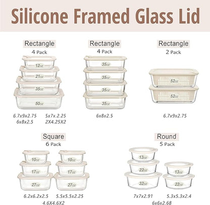 Urban Green Glass Food Storage Containers with Glass Lids, Microwave Safe Food Container Set, Airtight Meal Prep Containers, LeakProof, 100% Plastic Free, 6 Pack