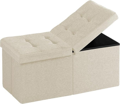 30-INCH Ottoman with Storage, Footrest Storage Bench, End of Bed Bench Coffee Table for Living Room, Bedroom, Entryway (Beige)