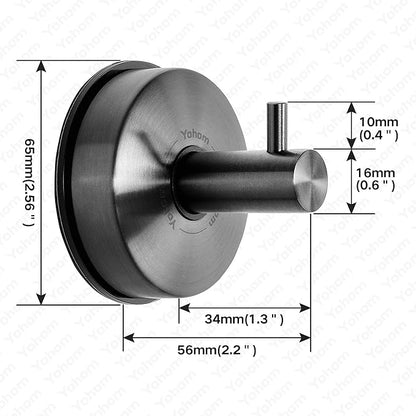 YOHOM Suction Cup Hooks Shower Towel Holder Stainless Steel Vacuum Bathroom Shower Hook Suction Towel Rack Kitchen Organizer for Bathrobe Loofah Washcloth Brushed Black 4 Pcs