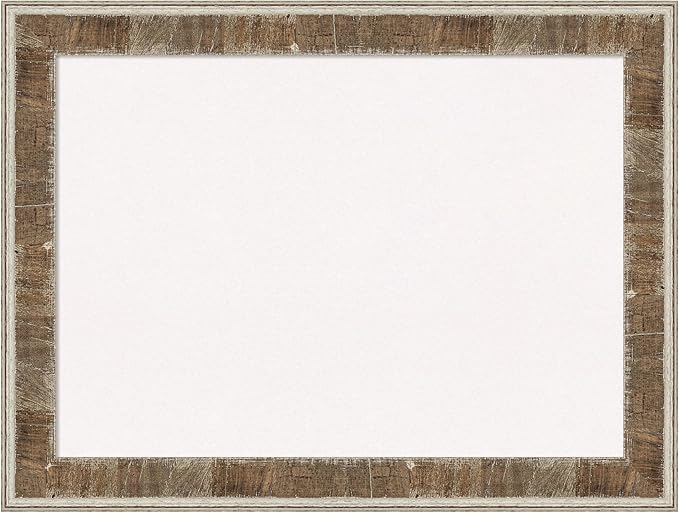 Amanti Art White Cork Board for Wall, 25x33 Vision Board with Brown Wood Frame, Medium Corkboard Office Decor for Home Organization, Rustic Farmhouse Corkboard Pinboard to display items for home